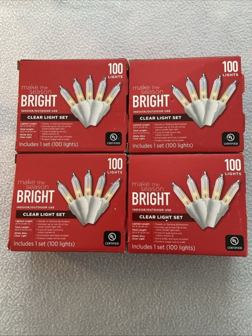 100 Clear Mini Lights White Wire 20.6 ft Wedding Party Holiday Decor Lot of 4